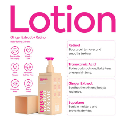 Ginger extract tranexamic acid retinol body cream